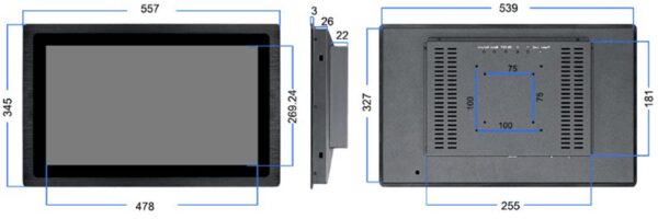 Monitor przemysłowy 21,5" 1920*1080 rezystancyjny 7H IP65F - obrazek 2