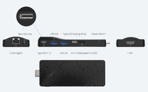 Mini PC Stick S8 Plus 8 / 128GB Dual USB-C Win11 Prof - obrazek 3