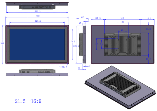 Komputer panelowy Chipol PL-D125 i5-4200U 3xRS232 WiFi LAN - Obrázek 8