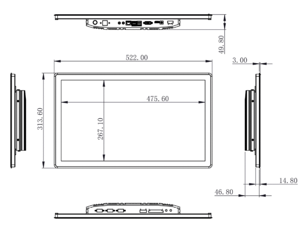 Komputer panelowy SAG300-21 21,5" i5-4200U DDR3L SSD GPIO RS232/485 - Obrázek 3