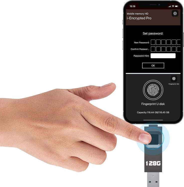 Pendrive szyfrowany fingerprint NK 64GB AES256 - obrazek 5